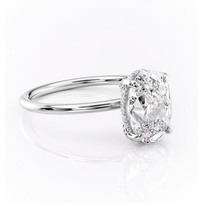 Inel de logodnă Clarabelle din aur Alb 14kt cu moissanite tăietură ovală – Solitar rafinată pentru profil înalt | Personalizează și configurează gratuit online [1]