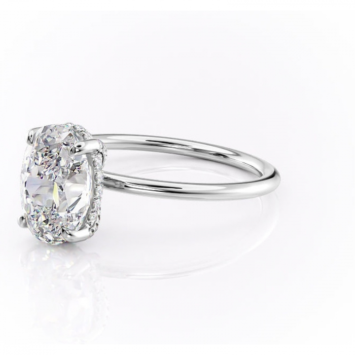 Inel de logodnă Clarabelle din aur Alb 14kt cu moissanite tăietură ovală – Solitar rafinată pentru profil înalt | Personalizează și configurează gratuit online [7]