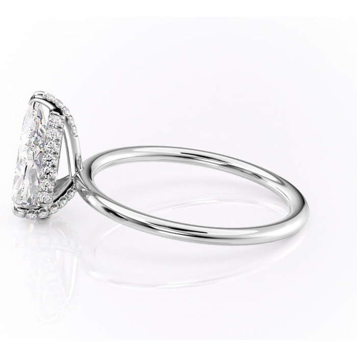 Inel de logodnă Clarabelle din aur Alb 18kt cu moissanite tăietură pară – Solitar rafinată pentru profil înalt | Personalizează și configurează gratuit online [6]