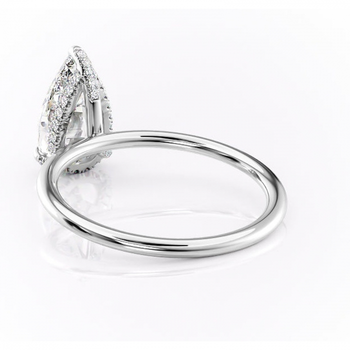 Inel de logodnă Clarabelle din aur Alb 18kt cu moissanite tăietură pară – Solitar rafinată pentru profil înalt | Personalizează și configurează gratuit online [4]
