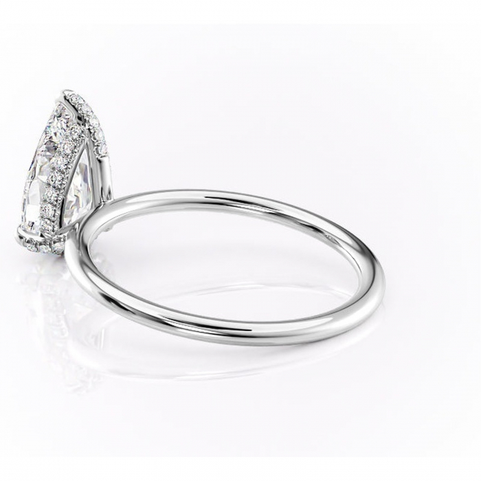 Inel de logodnă Clarabelle din aur Alb 18kt cu moissanite tăietură pară – Solitar rafinată pentru profil înalt | Personalizează și configurează gratuit online [5]
