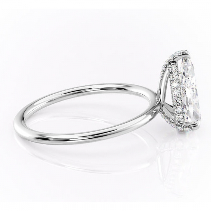 Inel de logodnă Clarabelle din aur Alb 18kt cu moissanite tăietură pară – Solitar rafinată pentru profil înalt | Personalizează și configurează gratuit online [2]
