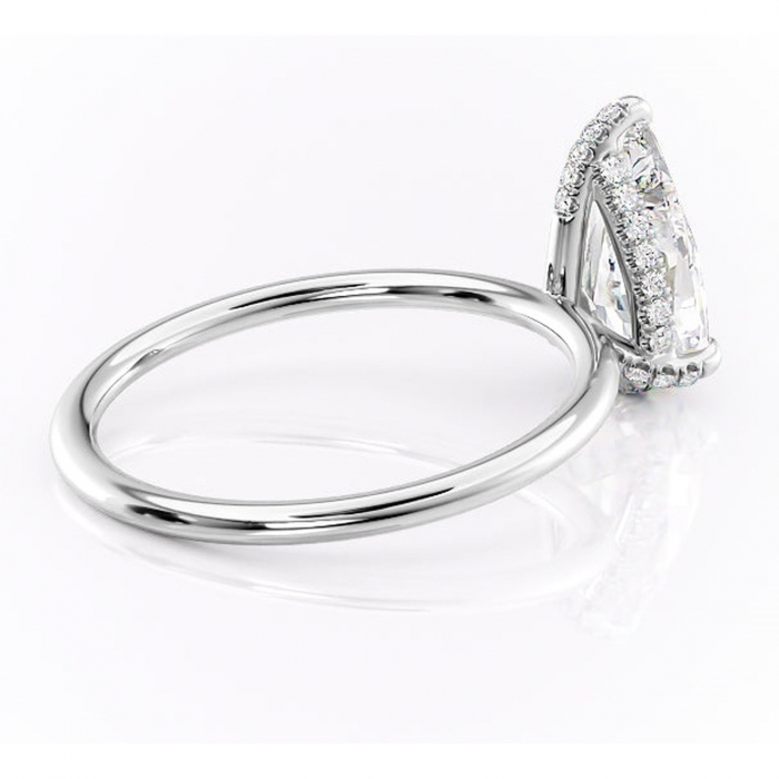 Inel de logodnă Clarabelle din aur Alb 18kt cu moissanite tăietură pară – Solitar rafinată pentru profil înalt | Personalizează și configurează gratuit online [3]