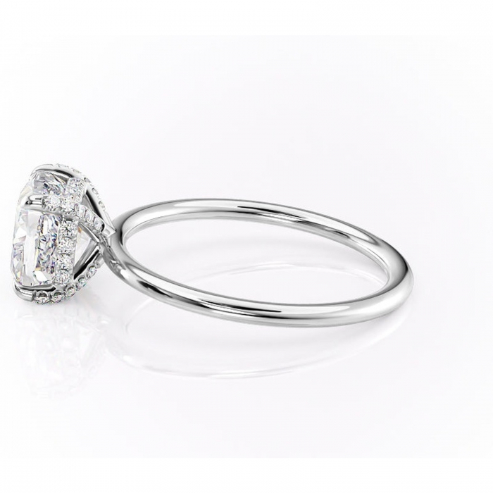 Inel de logodnă Clarabelle din aur Alb 14kt cu moissanite tăietură pernă – Solitar rafinată pentru profil înalt | Personalizează și configurează gratuit online [6]