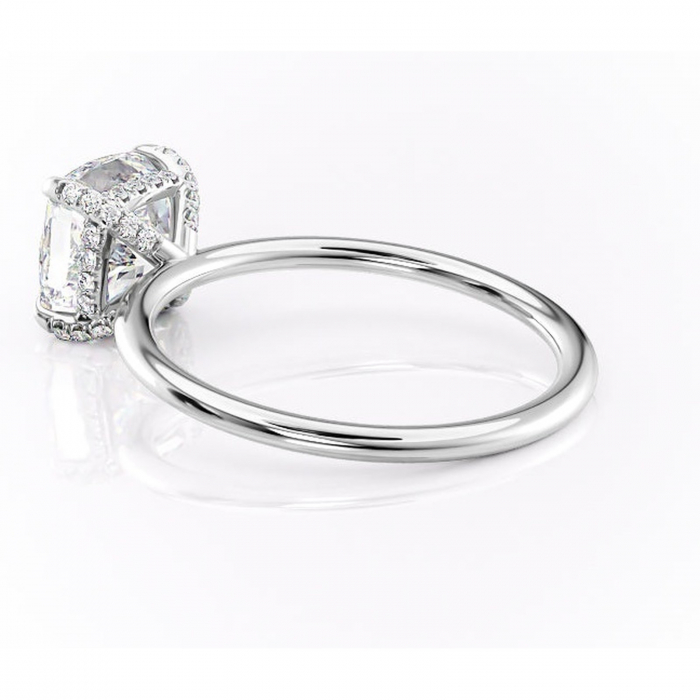 Inel de logodnă Clarabelle din aur Alb 14kt cu moissanite tăietură pernă – Solitar rafinată pentru profil înalt | Personalizează și configurează gratuit online [5]