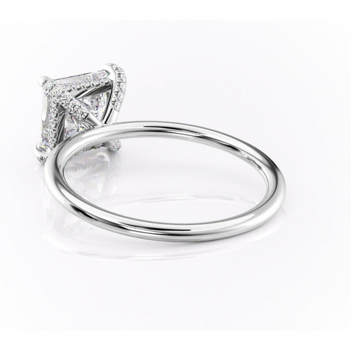 Inel de logodnă Clarabelle din aur Alb 14kt cu moissanite tăietură princess – Solitar rafinată pentru profil înalt | Personalizează și configurează gratuit online [4]