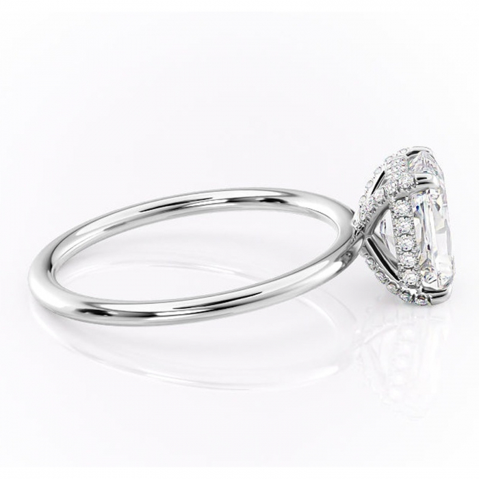 Inel de logodnă Clarabelle din aur Alb 14kt cu moissanite tăietură radiantă – Solitar rafinată pentru profil înalt | Personalizează și configurează gratuit online [2]