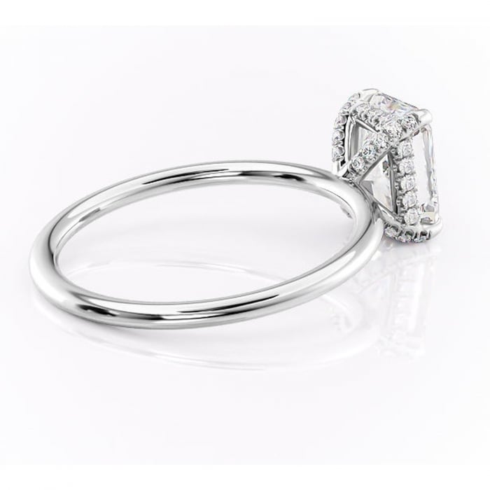 Inel de logodnă Clarabelle din aur Alb 14kt cu moissanite tăietură radiantă – Solitar rafinată pentru profil înalt | Personalizează și configurează gratuit online [3]