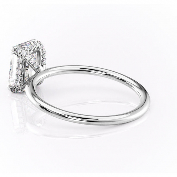 Inel de logodnă Clarabelle din aur Alb 14kt cu moissanite tăietură radiantă – Solitar rafinată pentru profil înalt | Personalizează și configurează gratuit online [5]