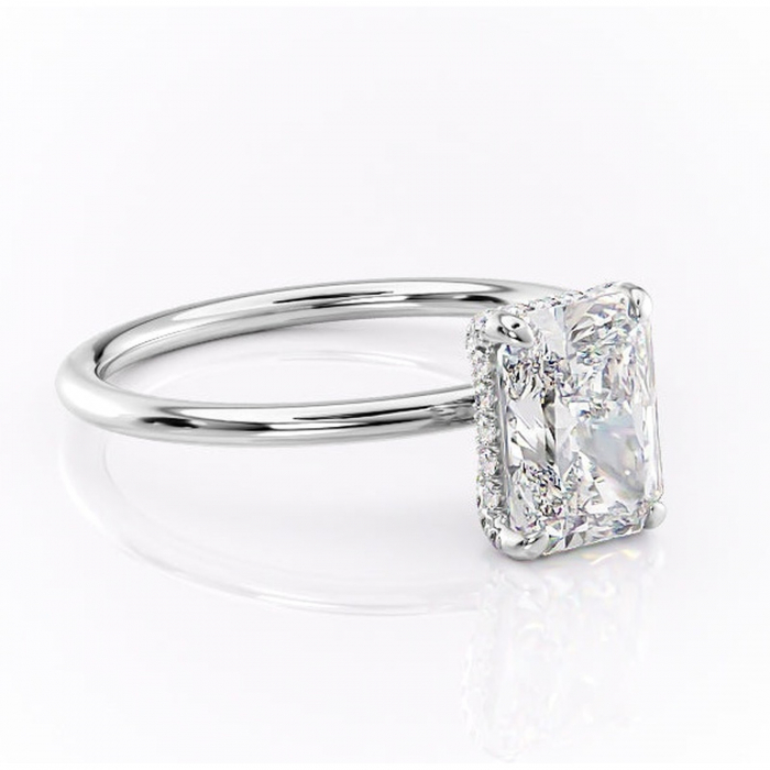 Inel de logodnă Clarabelle din aur Alb 14kt cu moissanite tăietură radiantă – Solitar rafinată pentru profil înalt | Personalizează și configurează gratuit online [1]