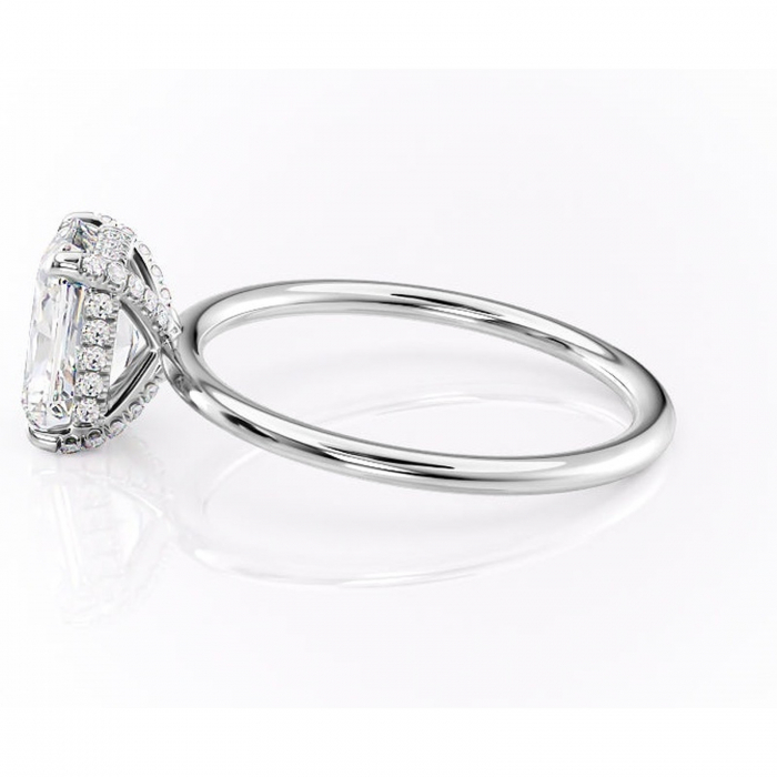 Inel de logodnă Clarabelle din aur Alb 14kt cu moissanite tăietură radiantă – Solitar rafinată pentru profil înalt | Personalizează și configurează gratuit online [6]