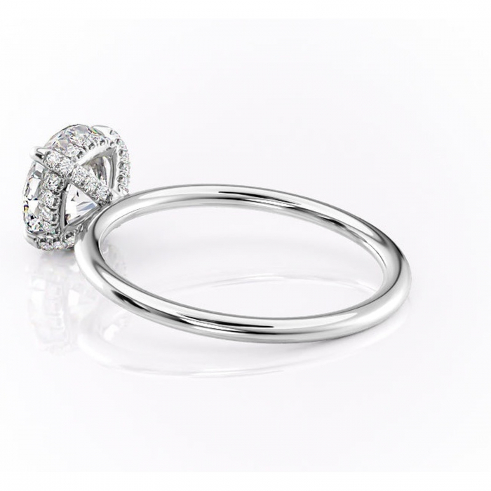 Inel de logodnă Clarabelle din aur Alb 14kt cu moissanite tăietură rotundă – Solitar rafinată pentru profil înalt | Personalizează și configurează gratuit online [5]