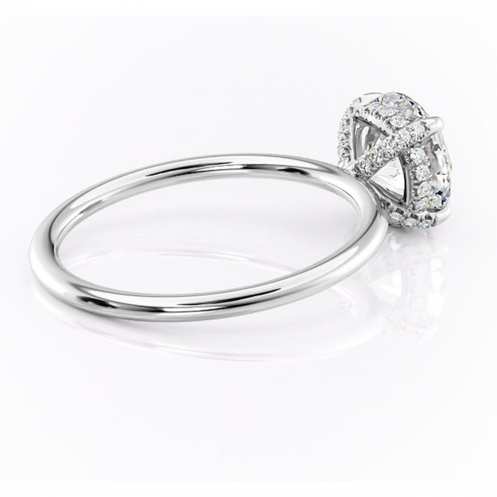 Inel de logodnă Clarabelle din aur Alb 14kt cu moissanite tăietură rotundă – Solitar rafinată pentru profil înalt | Personalizează și configurează gratuit online [3]