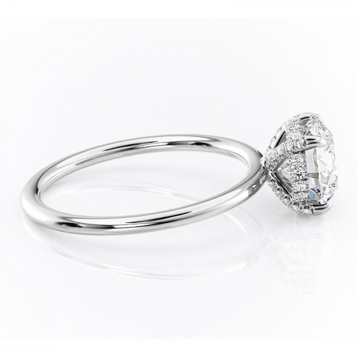 Inel de logodnă Clarabelle din aur Alb 14kt cu moissanite tăietură rotundă – Solitar rafinată pentru profil înalt | Personalizează și configurează gratuit online [2]