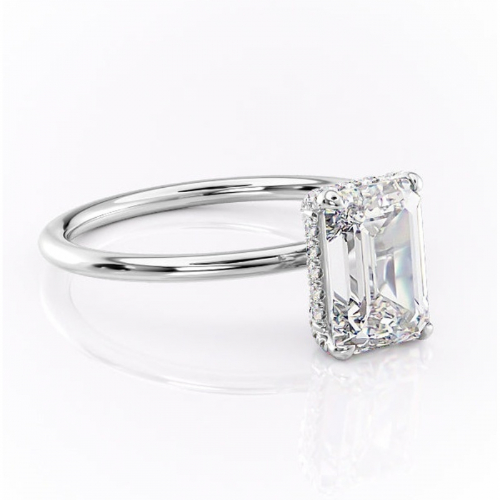 Inel de logodnă Clarabelle din aur Alb 14kt cu moissanite tăietură smarald – Solitar rafinată pentru profil înalt | Personalizează și configurează gratuit online [1]