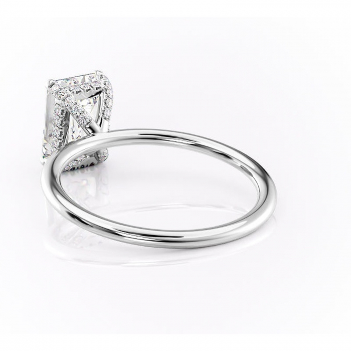 Inel de logodnă Clarabelle din aur Alb 14kt cu moissanite tăietură smarald – Solitar rafinată pentru profil înalt | Personalizează și configurează gratuit online [4]