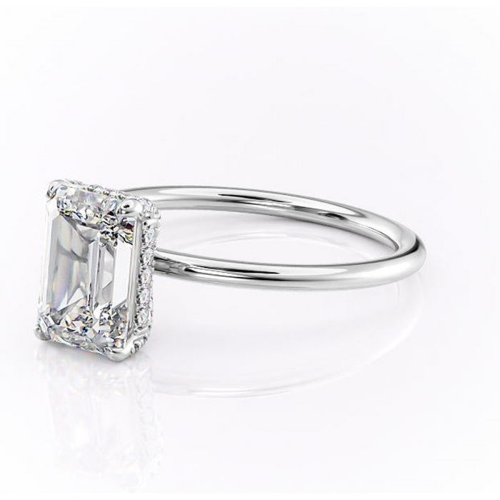 Inel de logodnă Clarabelle din aur Alb 14kt cu moissanite tăietură smarald – Solitar rafinată pentru profil înalt | Personalizează și configurează gratuit online [7]