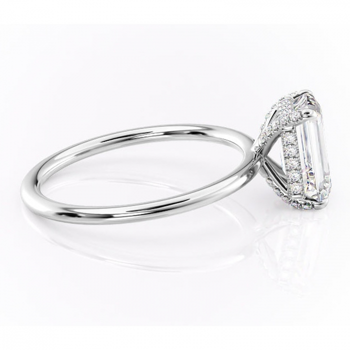 Inel de logodnă Clarabelle din aur Alb 14kt cu moissanite tăietură smarald – Solitar rafinată pentru profil înalt | Personalizează și configurează gratuit online [2]
