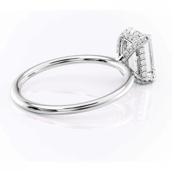 Inel de logodnă Clarabelle din aur Alb 14kt cu moissanite tăietură smarald – Solitar rafinată pentru profil înalt | Personalizează și configurează gratuit online [3]