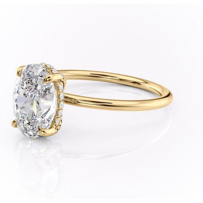 Inel de logodnă Clarabelle din aur Galben 14kt cu moissanite tăietură ovală – Solitar rafinată pentru profil înalt | Personalizează și configurează gratuit online [7]