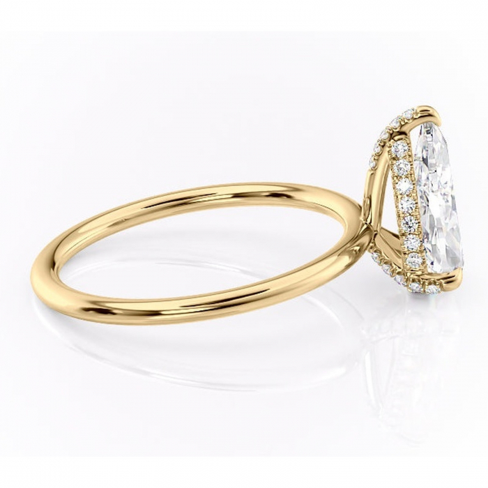 Inel de logodnă Clarabelle din aur Galben 14kt cu moissanite tăietură pară – Solitar rafinată pentru profil înalt | Personalizează și configurează gratuit online [2]