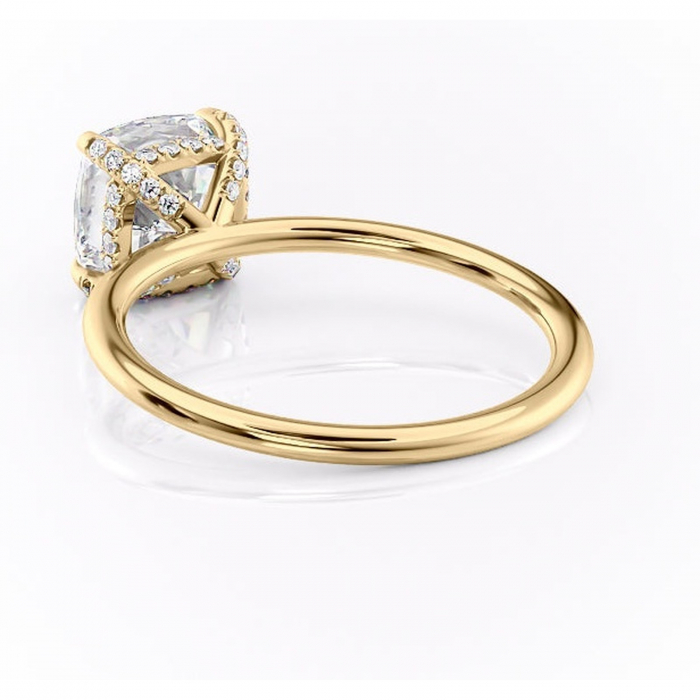 Inel de logodnă Clarabelle din aur Galben 14kt cu moissanite tăietură pernă – Solitar rafinată pentru profil înalt | Personalizează și configurează gratuit online [4]