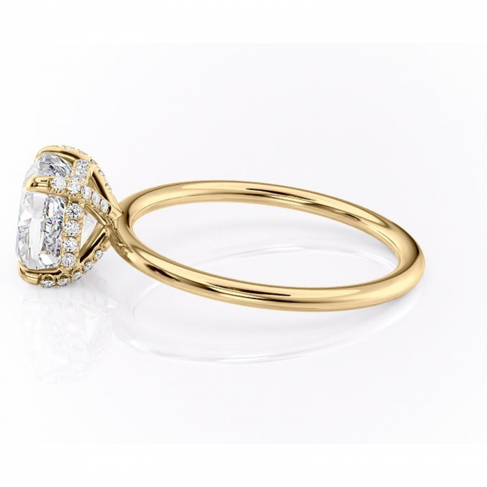 Inel de logodnă Clarabelle din aur Galben 14kt cu moissanite tăietură pernă – Solitar rafinată pentru profil înalt | Personalizează și configurează gratuit online [6]