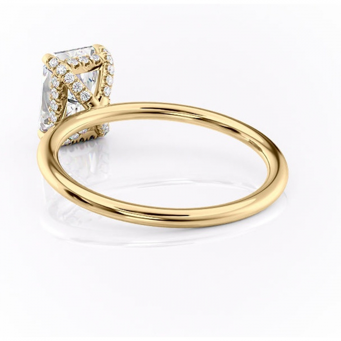 Inel de logodnă Clarabelle din aur Galben 14kt cu moissanite tăietură radiantă – Solitar rafinată pentru profil înalt | Personalizează și configurează gratuit online [4]