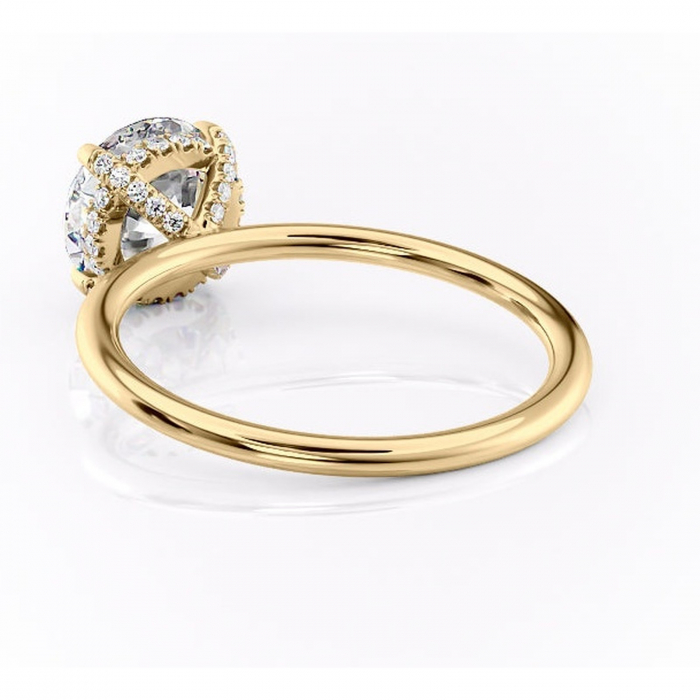 Inel de logodnă Clarabelle din aur Galben 14kt cu moissanite tăietură rotundă – Solitar rafinată pentru profil înalt | Personalizează și configurează gratuit online [4]