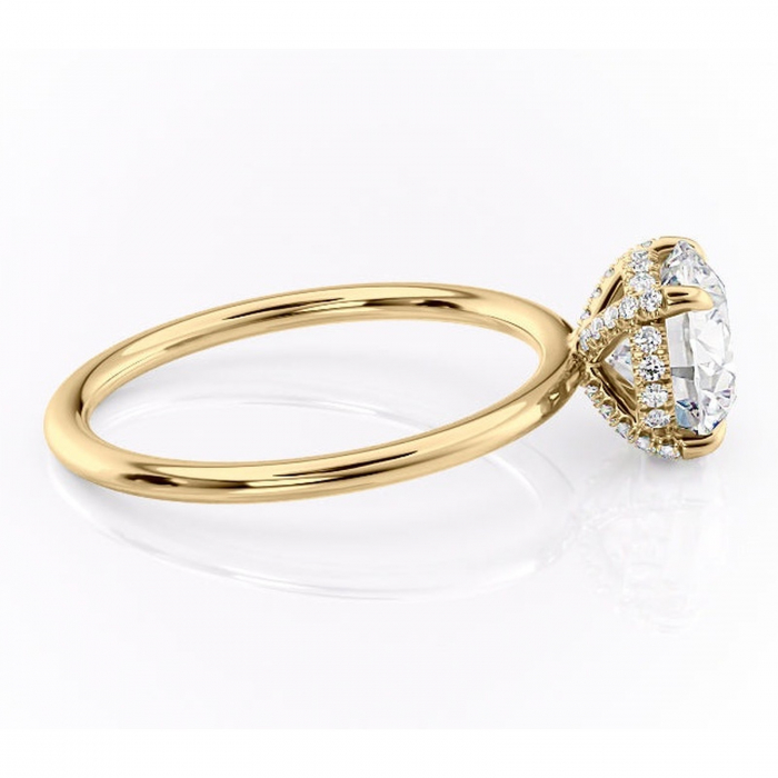 Inel de logodnă Clarabelle din aur Galben 14kt cu moissanite tăietură rotundă – Solitar rafinată pentru profil înalt | Personalizează și configurează gratuit online [2]