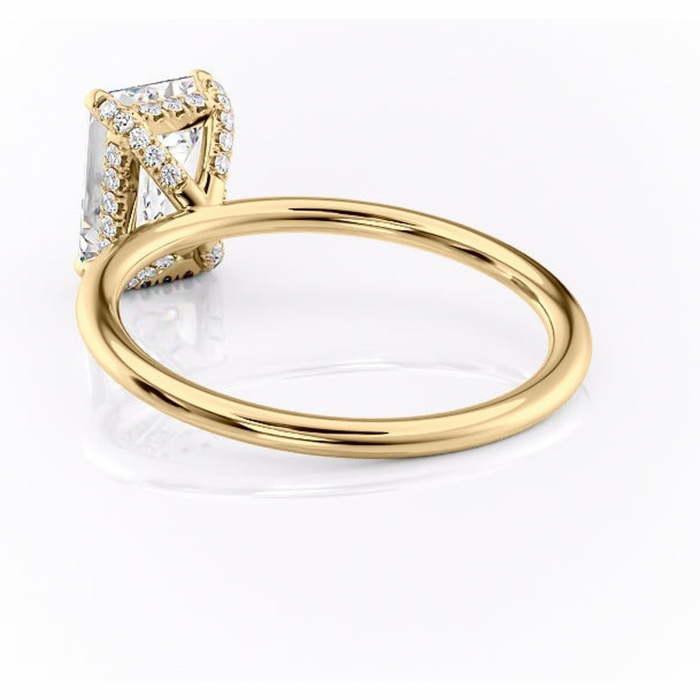 Inel de logodnă Clarabelle din aur Galben 14kt cu moissanite tăietură smarald – Solitar rafinată pentru profil înalt | Personalizează și configurează gratuit online [4]