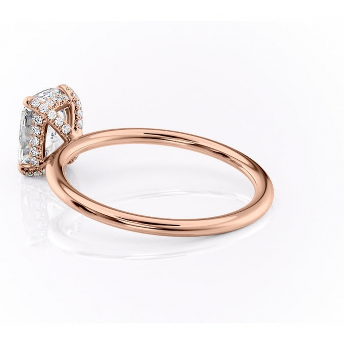 Inel de logodnă Clarabelle din aur Rose 14kt cu moissanite tăietură pernă – Solitar rafinată pentru profil înalt | Personalizează și configurează gratuit online [5]