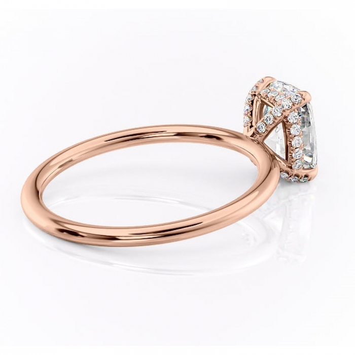 Inel de logodnă Clarabelle din aur Rose 14kt cu moissanite tăietură pernă – Solitar rafinată pentru profil înalt | Personalizează și configurează gratuit online [3]