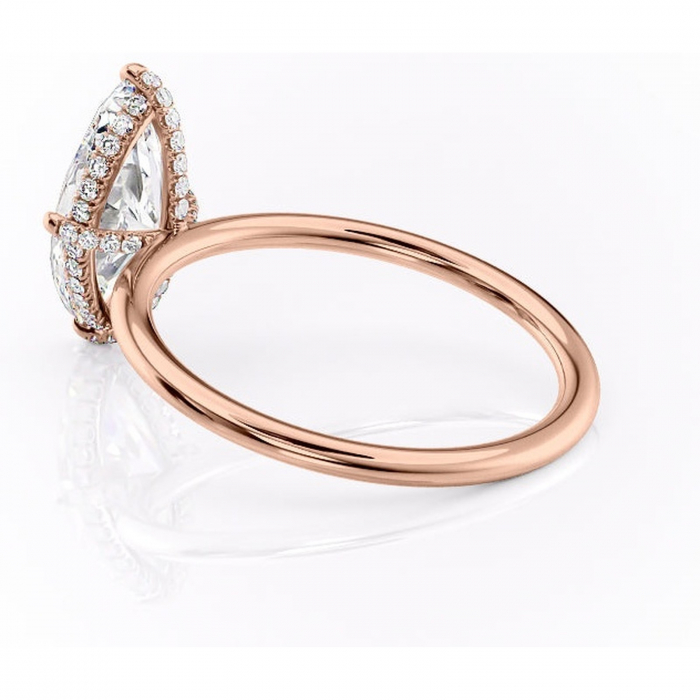 Inel de logodnă Clarabelle din aur Rose 18kt cu moissanite tăietură marquise – Solitar rafinată pentru profil înalt | Personalizează și configurează gratuit online [5]