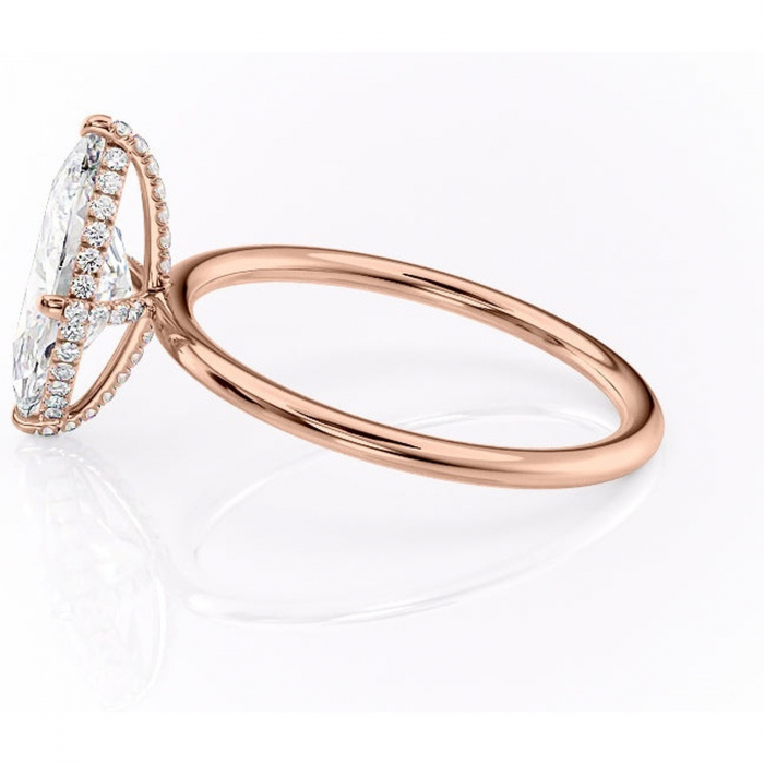 Inel de logodnă Clarabelle din aur Rose 18kt cu moissanite tăietură marquise – Solitar rafinată pentru profil înalt | Personalizează și configurează gratuit online [6]