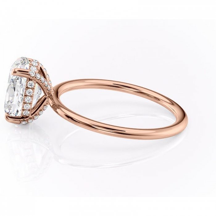 Inel de logodnă Clarabelle din aur Rose 14kt cu moissanite tăietură ovală – Solitar rafinată pentru profil înalt | Personalizează și configurează gratuit online [6]