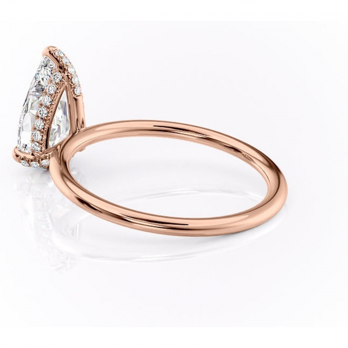 Inel de logodnă Clarabelle din aur Rose 14kt cu moissanite tăietură pară – Solitar rafinată pentru profil înalt | Personalizează și configurează gratuit online [5]