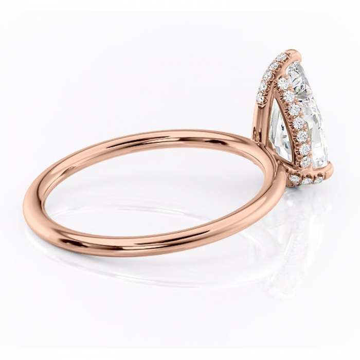 Inel de logodnă Clarabelle din aur Rose 14kt cu moissanite tăietură pară – Solitar rafinată pentru profil înalt | Personalizează și configurează gratuit online [3]