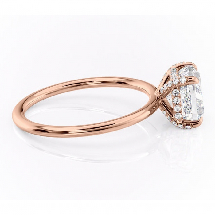 Inel de logodnă Clarabelle din aur Rose 14kt cu moissanite tăietură pernă – Solitar rafinată pentru profil înalt | Personalizează și configurează gratuit online [2]
