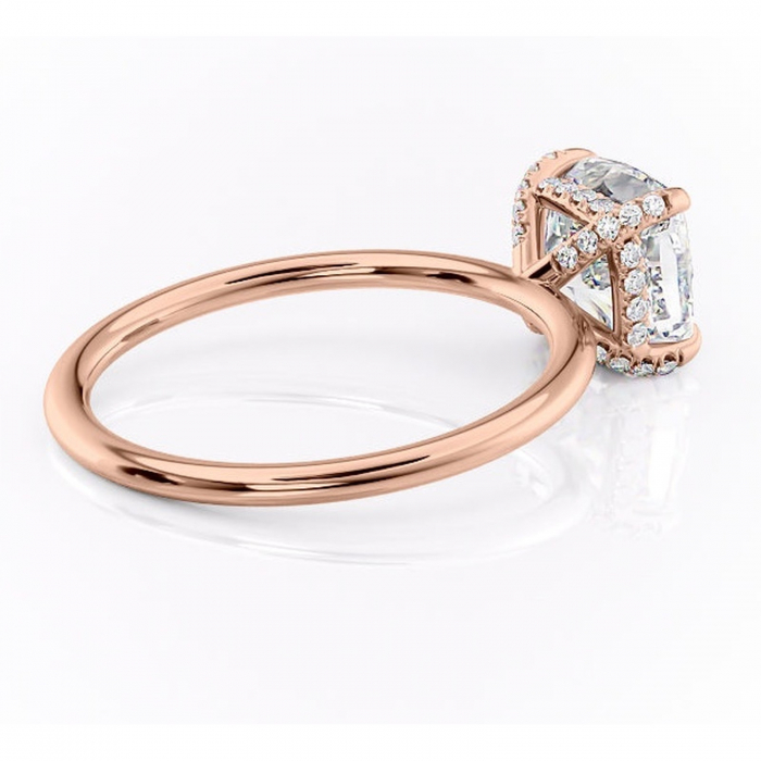 Inel de logodnă Clarabelle din aur Rose 14kt cu moissanite tăietură pernă – Solitar rafinată pentru profil înalt | Personalizează și configurează gratuit online [3]