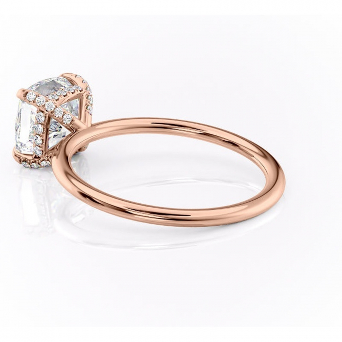 Inel de logodnă Clarabelle din aur Rose 14kt cu moissanite tăietură pernă – Solitar rafinată pentru profil înalt | Personalizează și configurează gratuit online [5]