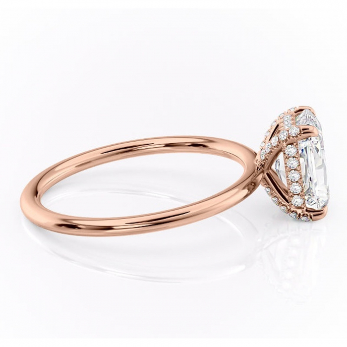 Inel de logodnă Clarabelle din aur Rose 14kt cu moissanite tăietură radiantă – Solitar rafinată pentru profil înalt | Personalizează și configurează gratuit online [2]