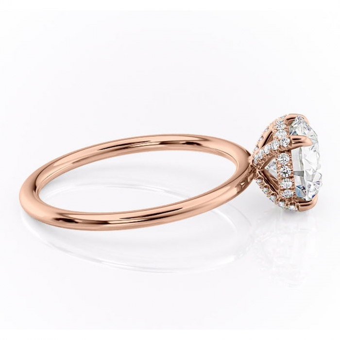 Inel de logodnă Clarabelle din aur Rose 14kt cu moissanite tăietură rotundă – Solitar rafinată pentru profil înalt | Personalizează și configurează gratuit online [2]