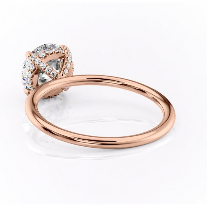Inel de logodnă Clarabelle din aur Rose 14kt cu moissanite tăietură rotundă – Solitar rafinată pentru profil înalt | Personalizează și configurează gratuit online [4]