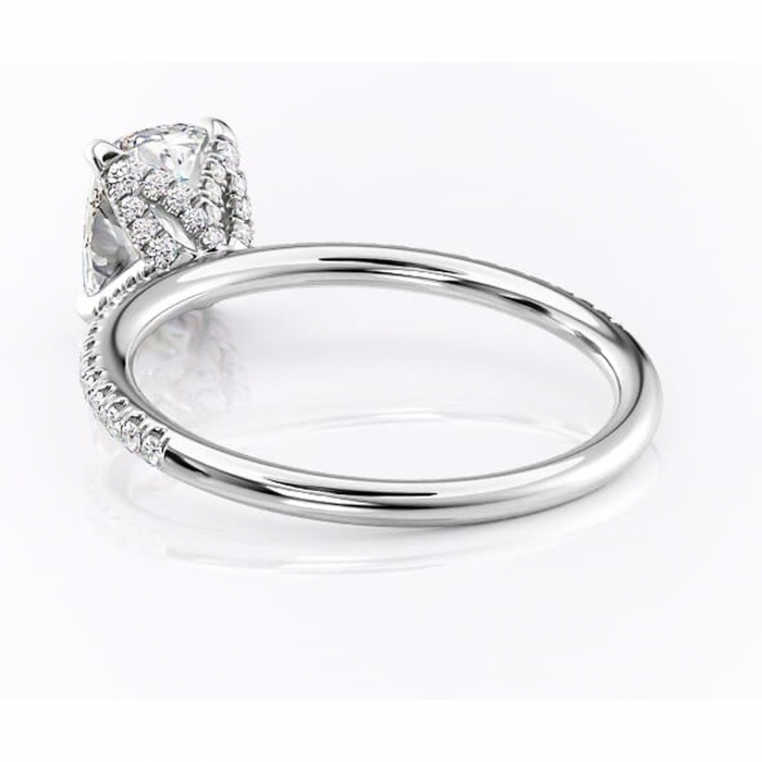 Inel de logodnă Cleo din aur Alb 14kt cu moissanite tăietură pernă – Montură pavé rafinată pentru profil înalt | Personalizează și configurează gratuit online [4]