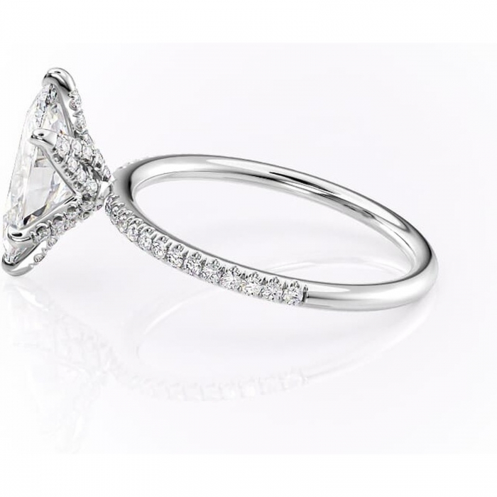 Inel de logodnă Cleo din aur Alb 14kt cu moissanite tăietură marquise – Montură pavé rafinată pentru profil înalt | Personalizează și configurează gratuit online [6]