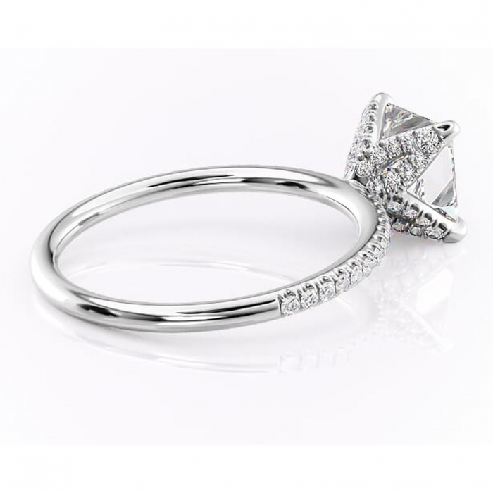 Inel de logodnă Cleo din aur Alb 14kt cu moissanite tăietură princess – Montură pavé rafinată pentru profil înalt | Personalizează și configurează gratuit online [3]