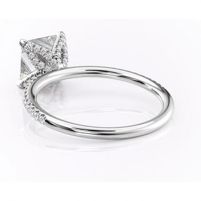 Inel de logodnă Cleo din aur Alb 14kt cu moissanite tăietură princess – Montură pavé rafinată pentru profil înalt | Personalizează și configurează gratuit online [4]