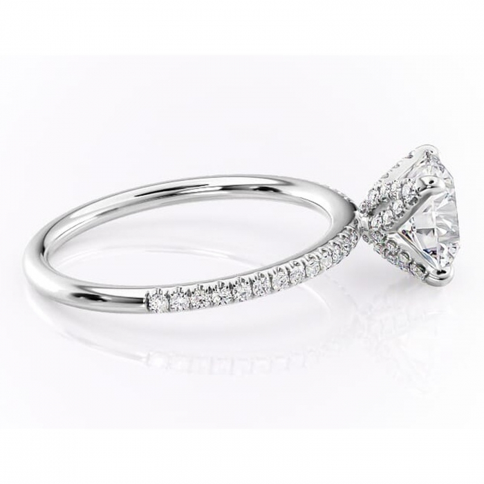 Inel de logodnă Cleo din aur Alb 14kt cu moissanite tăietură rotundă – Montură pavé rafinată pentru profil înalt | Personalizează și configurează gratuit online [2]