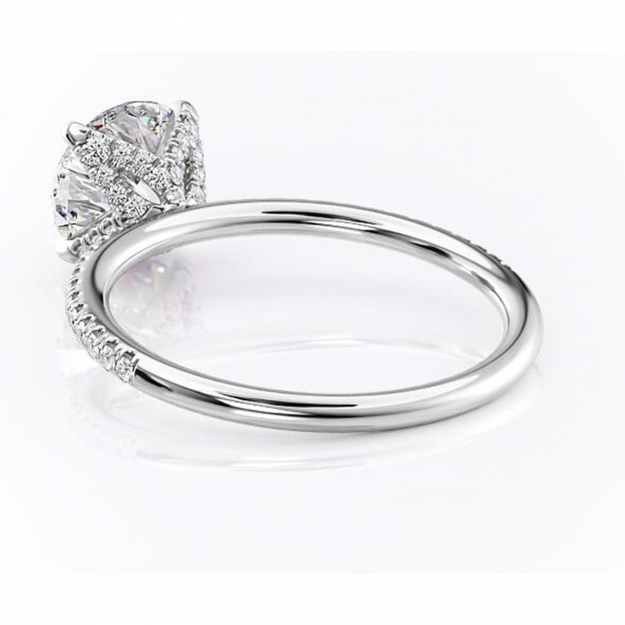 Inel de logodnă Cleo din aur Alb 14kt cu moissanite tăietură rotundă – Montură pavé rafinată pentru profil înalt | Personalizează și configurează gratuit online [4]